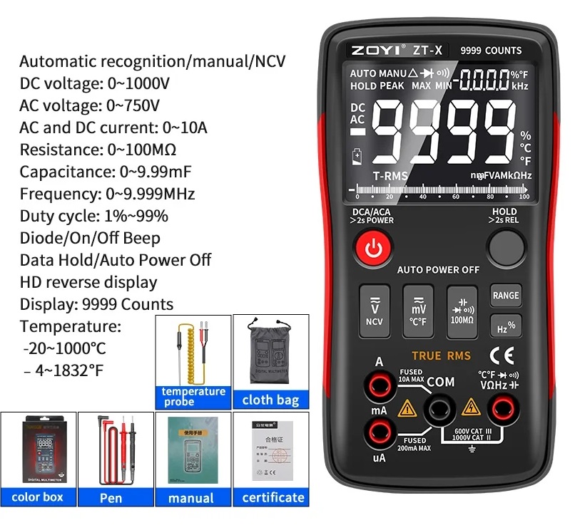 مولتی متر دیجیتال زویی ZOYI ZT-X